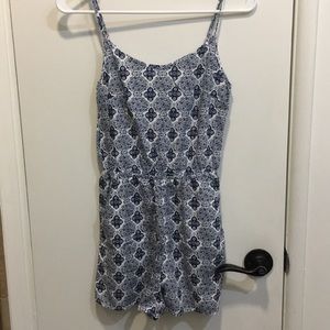Blue and white design romper.